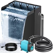POPOSOAP Pond Waterfall Spillway with 660GPH Pump Kit, 304 Stainless Steel Wa...