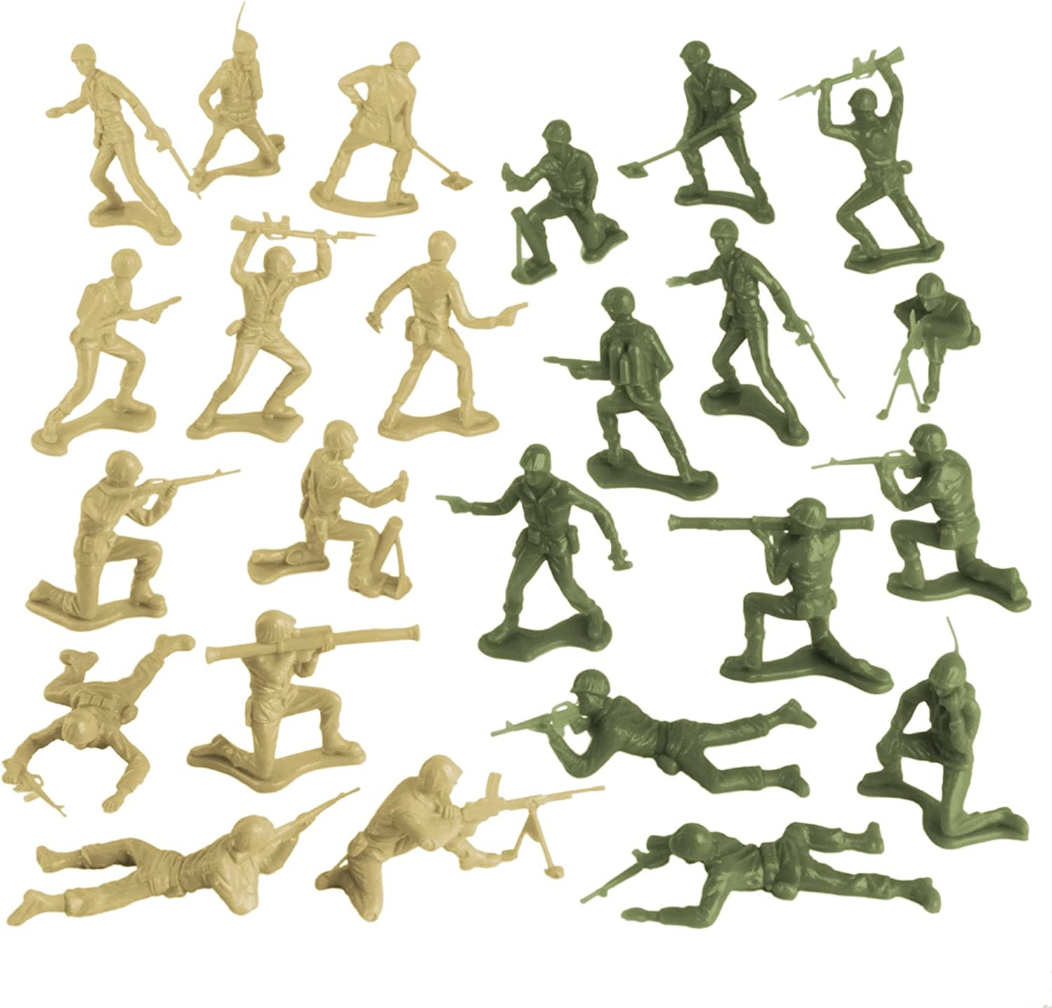 Timmee Plastic Army Men - OD Green Vs Tan 100Pc Toy Soldier Figures Made in USA