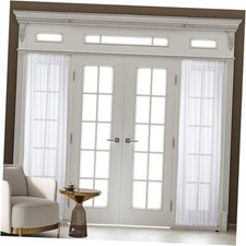 2 Pcs French Door Sidelight Curtains Set White Sheer 36"W x 78"L Pack of 2 