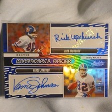 Panini 2024 Absolute Historical Duals Blue /35 Auto Johnson Upchurch Broncos