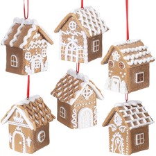 6 Pcs Gingerbread House Ornaments for Christmas Tree Gingerbread Christmas De...