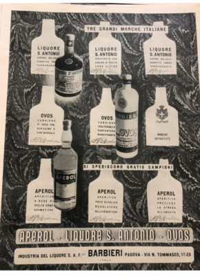 Vintage Advertising Advertising Full Page Aperol Ovos Liqueur S.Antonio Barbieri