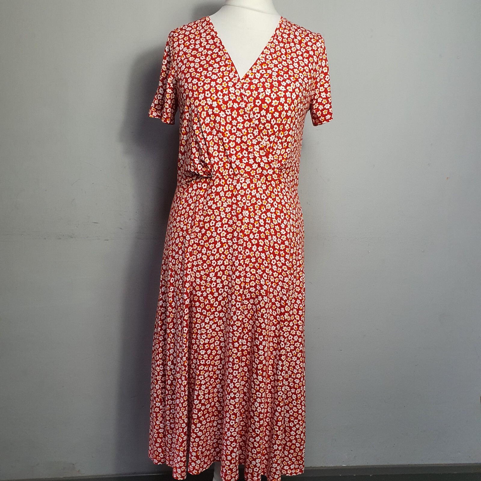 MONA Retro Floral Maxi Dress Empire Line Long Tea Dress Size 14 NWT-image