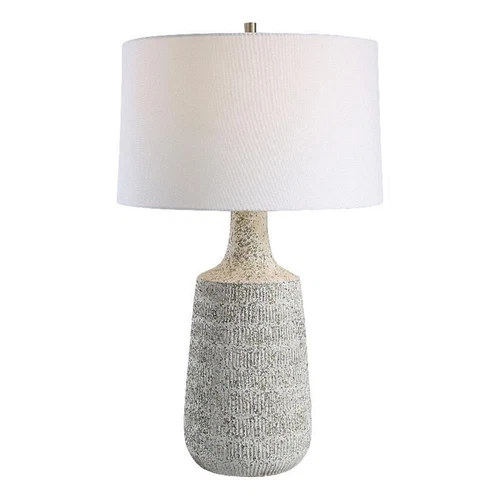 Uttermost Scouts Farmhouse Steel and Ceramic Table Lamp in Gray/Off White - Picture 2 of 8