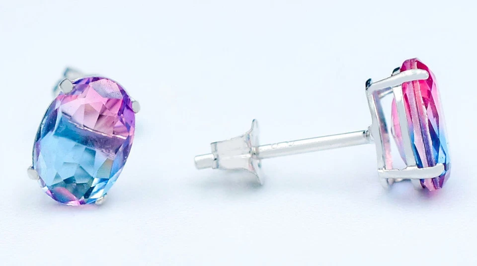 PENDIENTES TURMALINA LAB 2.06 Cts ORO BLANCO 14K - Hechos en EE. UU. - NUEVOS CON ETIQUETAS Foto 2 de 4