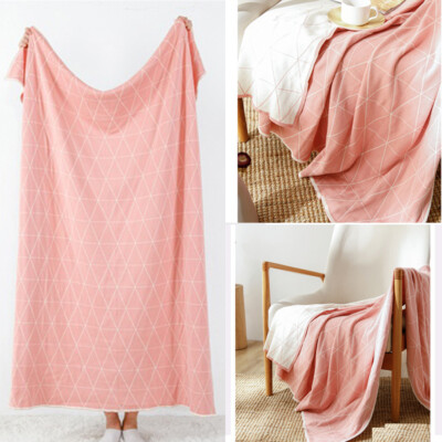 Pink Sofa Bed Knitted Thread Throw Blanket Chair Cover Blankets