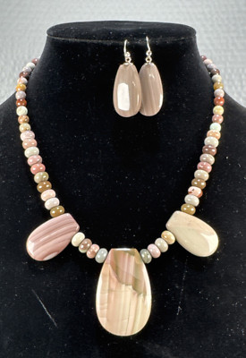 Jay King Mine Finds DTR Natural Multi-Color Agate Necklace w/Earrings