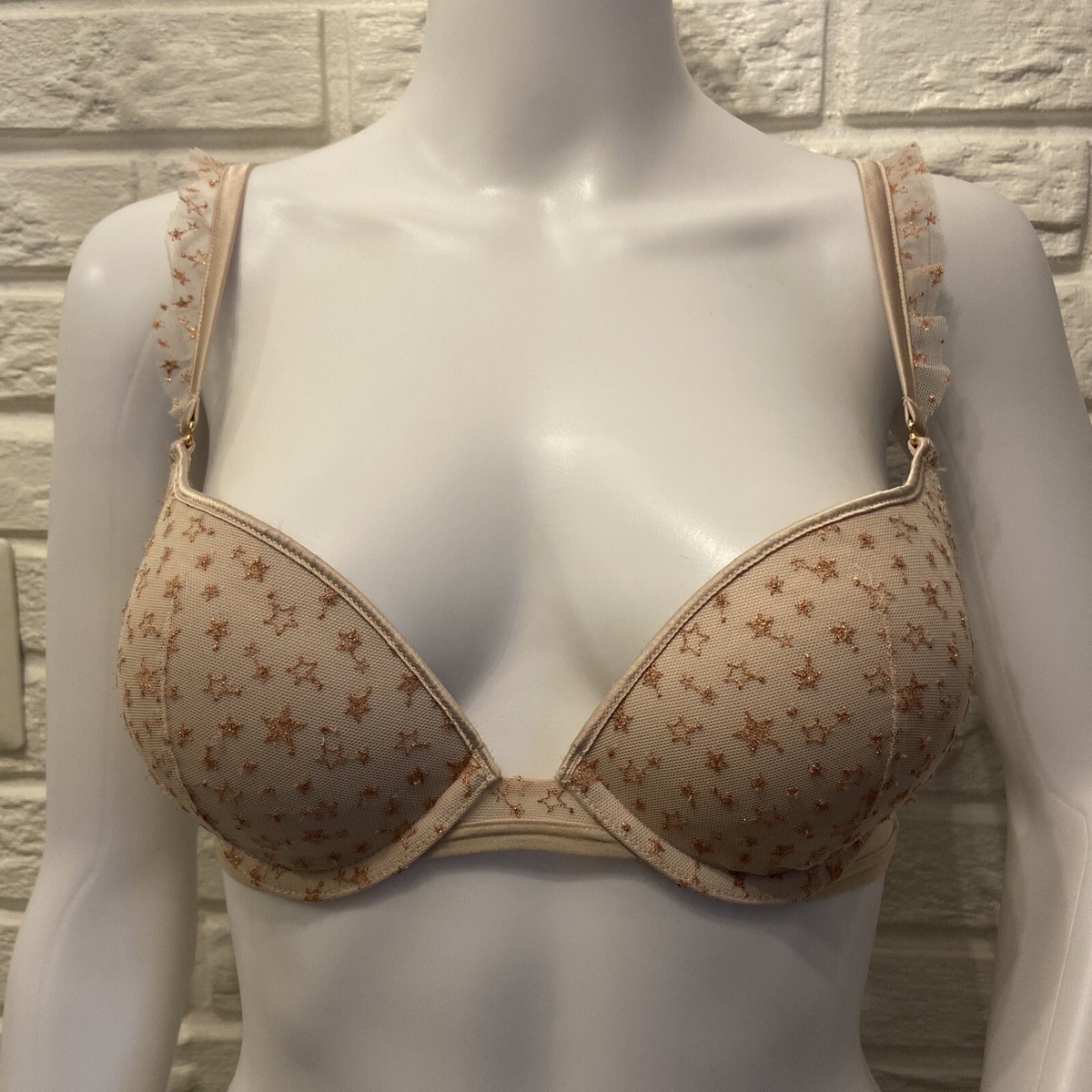 Victorias Secret Dream Angels Nude Push-Up Bra 32C Gold