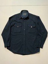 Vintage Sutter Creek Levis Nautical Anchor Navy Wool Flannel Button Shirt Sz. M