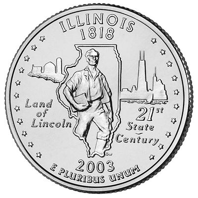 Statehood Quarter Uncirculated Roll of 40 '' P '' Mint #21 2003 Illinois IL