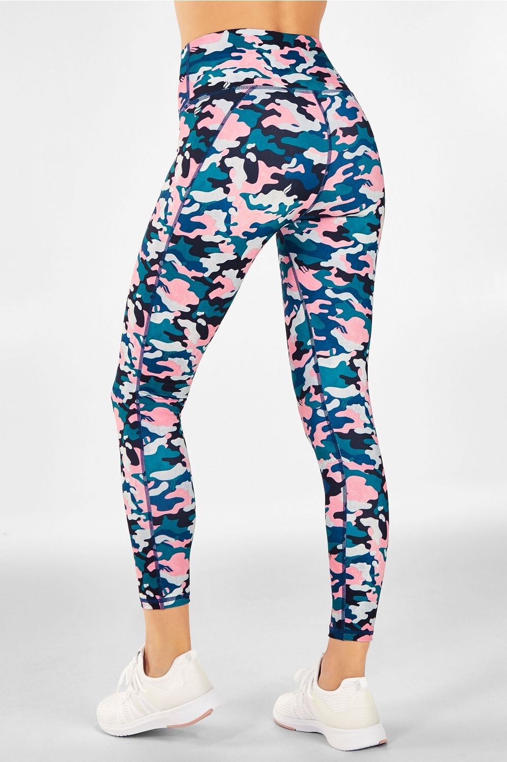 Fabletics Define PowerHold High-Waisted 7/8 Leggings in Real Teal Camo Size XS