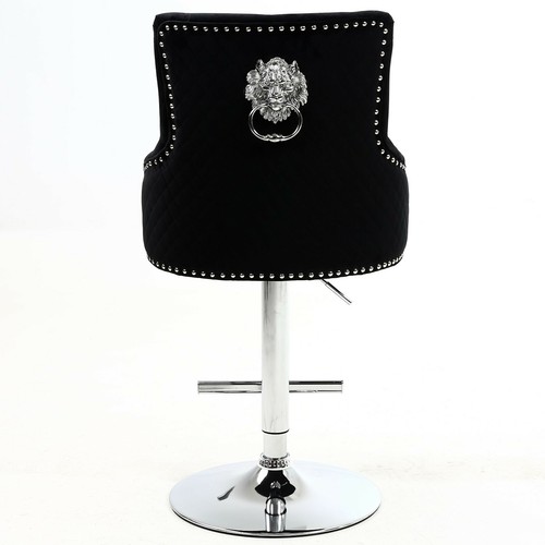 VICTORIA Lion Knocker Back, Luxury Plush Velvet Fabric Swivel Bar Stool - Picture 30 of 38