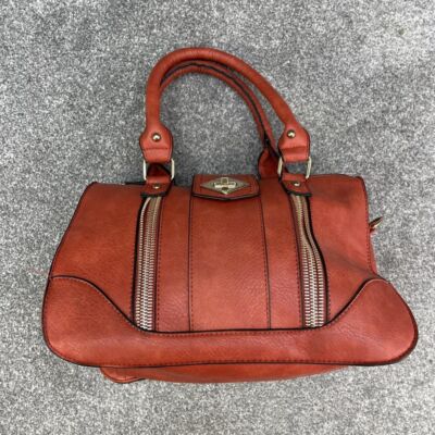 NEW LOOK ROT ROST HANDTASCHE KUNSTLEDER SCHULTERTASCHE SCHWARZ GOLD Y2K