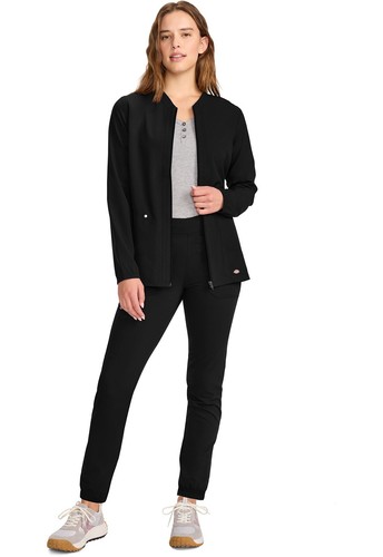 Dickies Scrubs Women's Front-Zip Jacket DK322 BLK Black Free Shipping - Picture 4 of 7