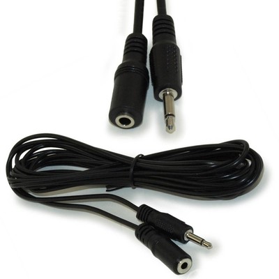 10ft long 1/8'' MONO Male-Female Extension, 3.5mm, Audio Cable/Cord 2conductor$SH