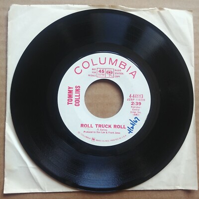 TOMMY COLLINS Wine, Take Me Away/Roll Truck DJ PROMO 45 7'' COUNTRY Vinyl Record