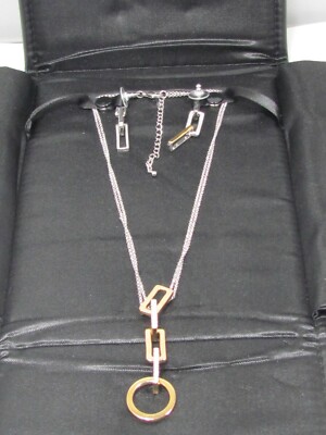 Matching Necklace & Earrings Jewelry Set Rectangle & Circle Gold/Silver Tone New