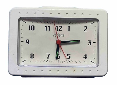 Alarm clock star movement quartz + lighting / vintage collector white