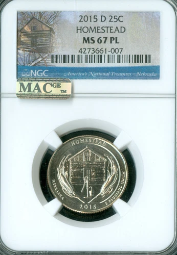 2015 D HOMESTEAD QUARTER NGC MS67 PL MAC SPOTLESS    *
