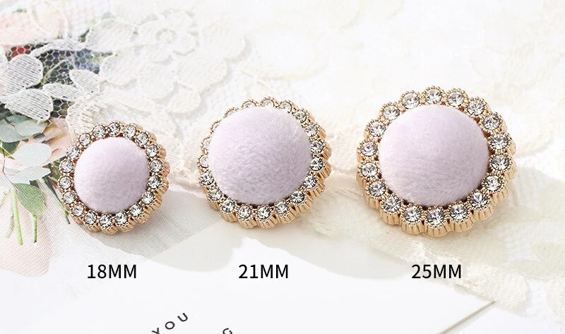 4 Stück Samt Strassknöpfe Rund Nähen DIY Basteln Mantel Pullover Strickjacke - Bild 3 von 4