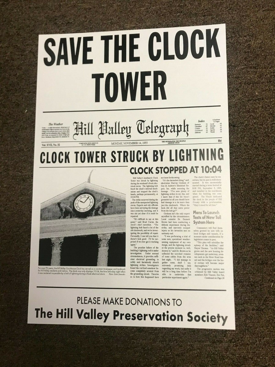 Back to the Future - Save the Clock Tower - Hill Valley Newspaper