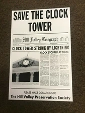 Back to the Future - Save the Clock Tower - Hill Valley Newspaper Poster 12"x18"