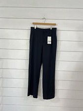 New ZARA Woman Navy Blue Relaxed Trouser Pants Wool Blend Size S Waist 30" 575