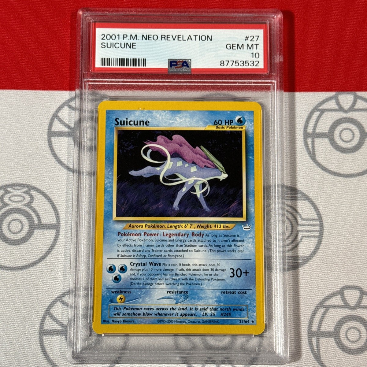 PSA 10 Suicune Non Holo #27/64 2021 Pokemon Neo Revelation