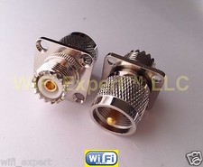 UHF PL259 MALE to UHF SO239 Female in series flange mount RF Connector Adapter