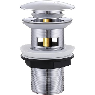 Chrome Pop-up Sink Drain with Overflow, Tool-free Installation