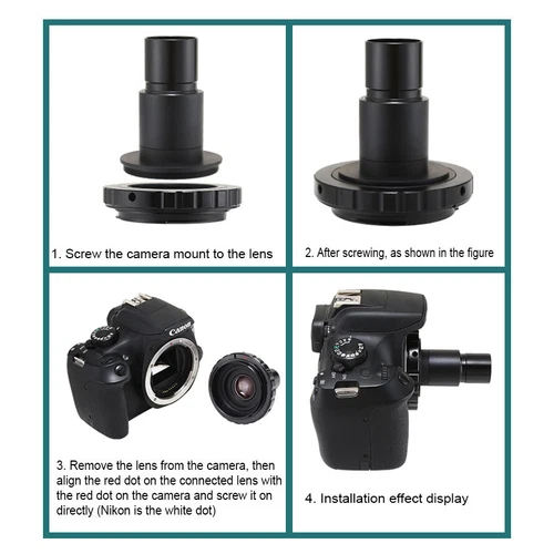1X 8X SLR Camera Lens Adapter Ring Nikon/Canon Microscope 23.2mm 30mm Interface - Picture 5 of 16