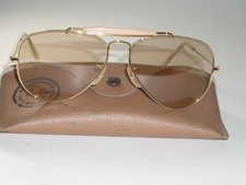 1970's 58MM VINTAGE B L RAY-BAN GOLD CHANGEABLES OUTDOORSMAN AVIATOR SUNGLASSES