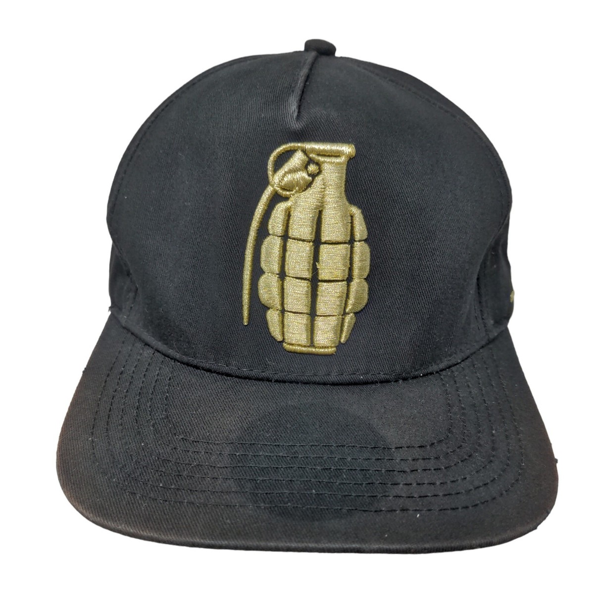 JC Hats Boy's Snapback Hat Black Embroidered Grenade Logo Solo Los