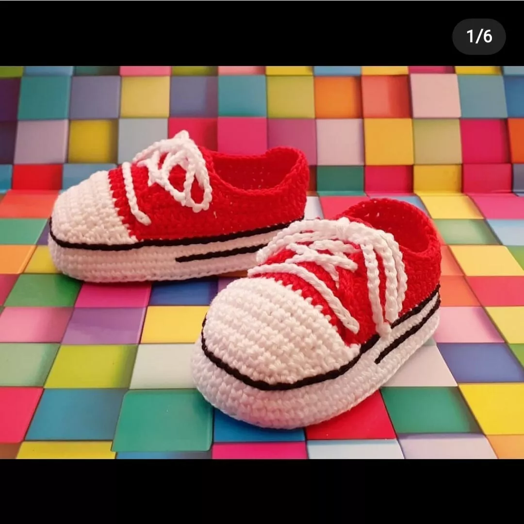 Scarpette Neonato Uncinetto modello Converse All Star Regalo