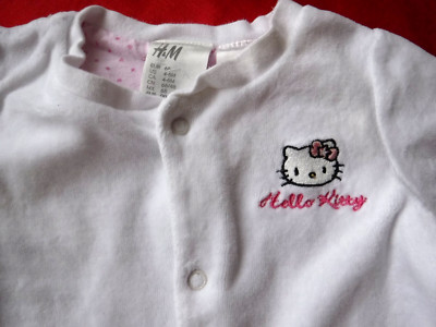 Hello Kitty by H&M - Baby Langarm Strampler Nicky Einteiler - GR. 68 - Weiß