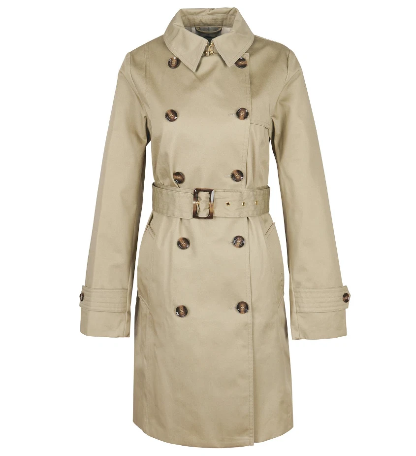NEW Barbour Barbour Short Greta Showerproof Trench Coat in Beige Size 12 #C3714