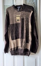 NWT Dockers Textured Chenille Men's Brown Acrylic Rayon Pullover Sweater - Small
