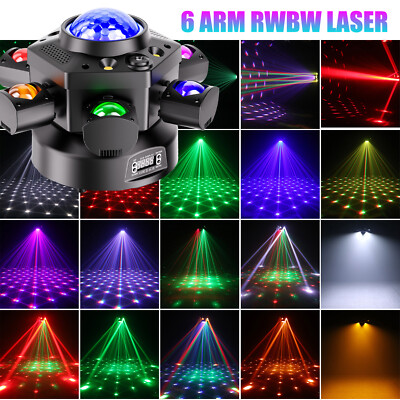 6 Arm 200W LED Stage Light DMX RGBW Moving Head Beam Laser Light DJ Disco Club