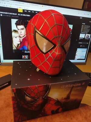 Handmade 1:1 Spiderman Tobey Maguire Hood Mask 3D Headwear Wearable Red