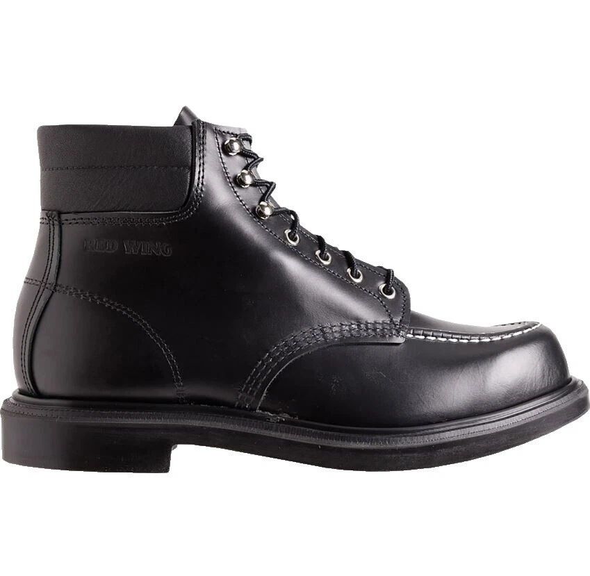 Black Solid Red Wing Shoes for Men