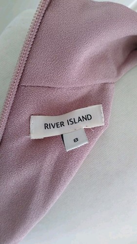 Ladies Pale Pink Size 8 River Island Halter Neck Mid Length Occasion Dress Pocke - Picture 4 of 9