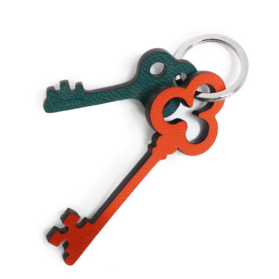 Porte-clés HERMES Petit H vendre Epsom veau, orange et bleu et vert