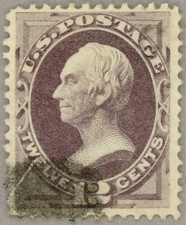 US Scott#151 VF-XF attractive sound 1870 12c Henry Clay, face-free cancel