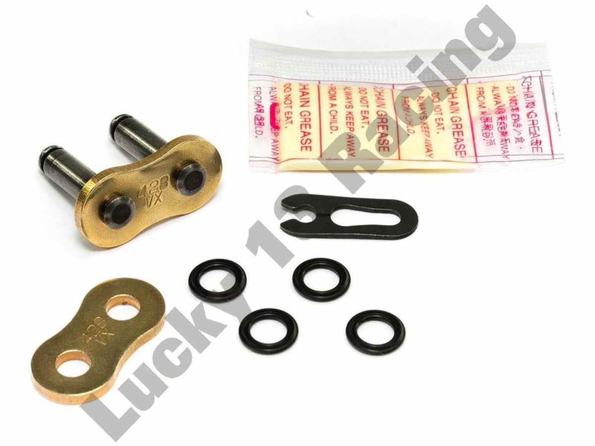 WEST. ② DID split link 428 Chain VX gold X ring spring clip connection