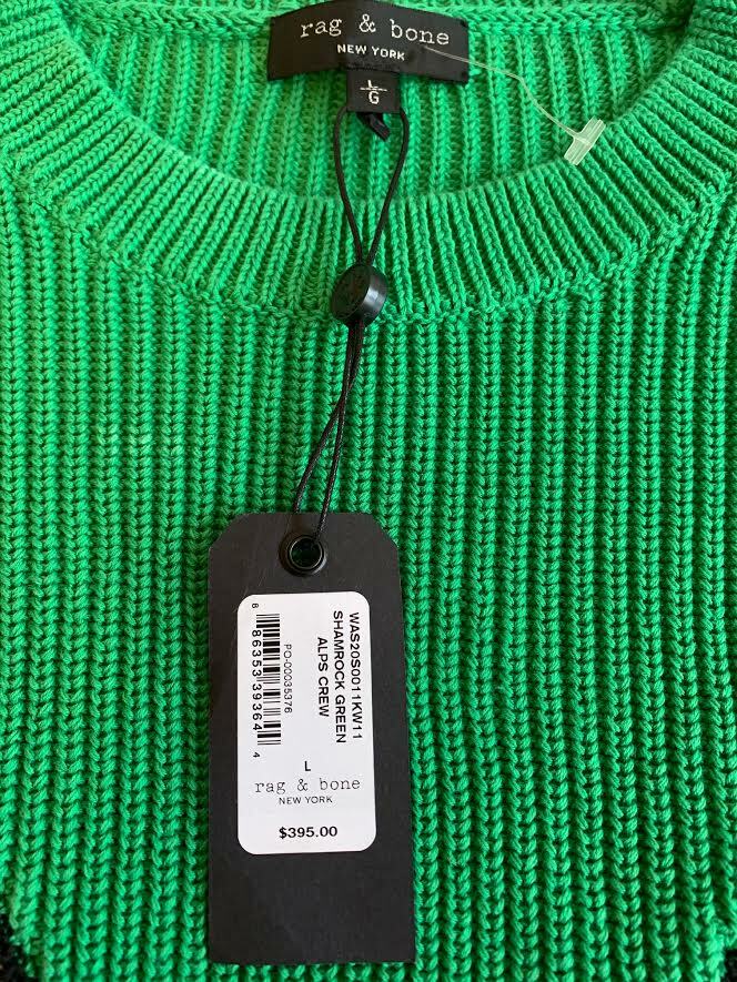 NWT RAG & BONE ALPS CREW SWEATER OVERSIZED RIBBED COTTON STRIPED