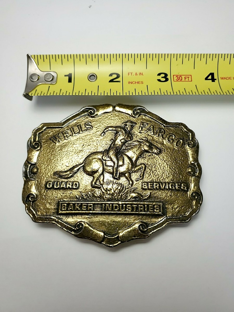 Vintage Wells Fargo Guard Services Bakers Industries Belt Buckle