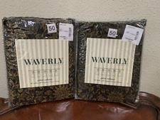 Waverly Sable Ridge Caviar Juliet Valance 46 x 20" Black Gold Cotton Set of 2