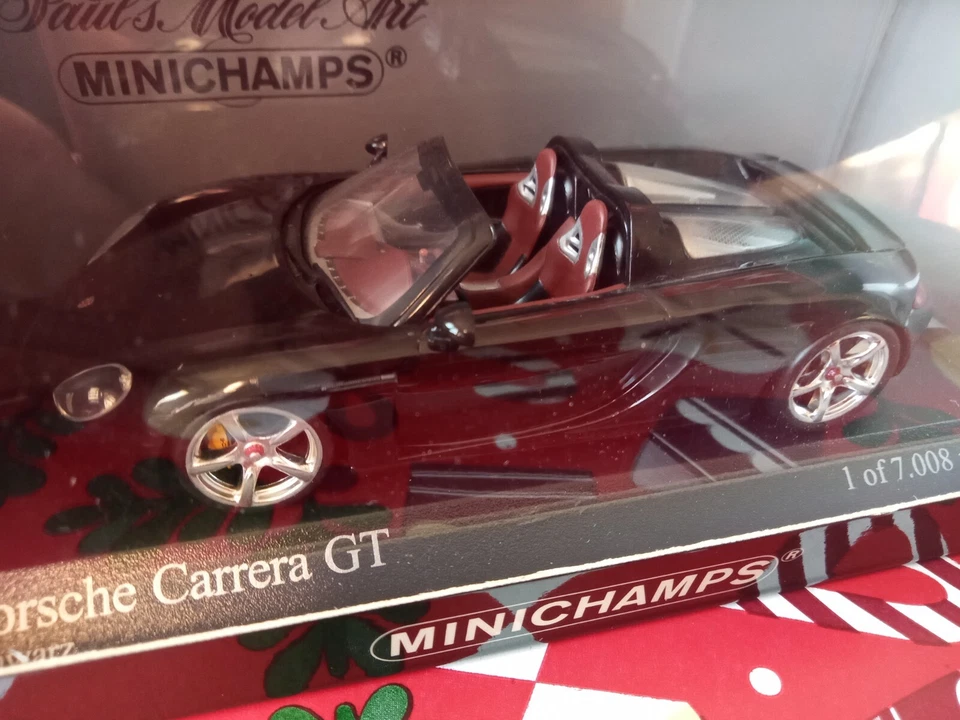PORSCHE CARRERA GT 2003 Noir intérieur bordeaux 1/43 MINICHAMPS - Photo 2/3