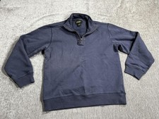 Eddie Bauer Sweatshirt Mens Small Blue 1/4 Zip Mock Neck Fleece Pullover Casual