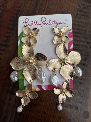 Lilly Pulitzer Via Flora Earrings Gold Metallic